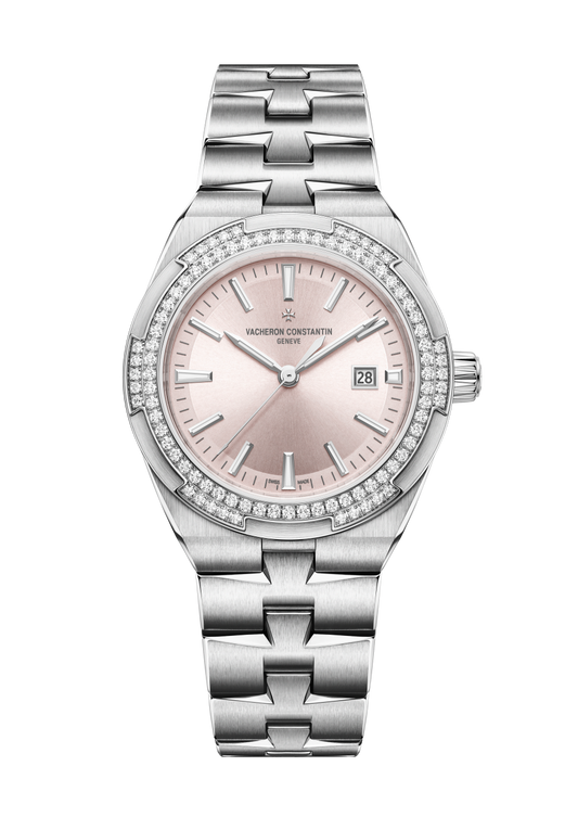 Vacheron Constantin Overseas self-winding 35 mm Pink Dial with Diamonds Stainless Steel Bracelet 4605V/200A-B971