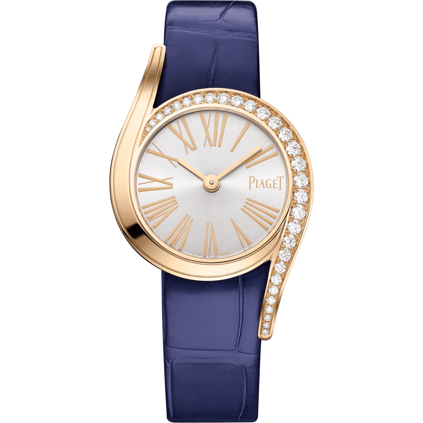 Piaget Limelight Gala watch 26 mm Silver Dial with Diamonds 18k Rose Gold Alligator Strap G0A47151