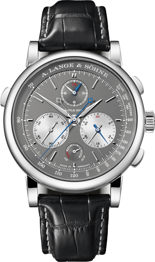 Alange-Soehne TRIPLE SPLIT 43.2 mm Light-Grey Dial 18-Carat White Gold Alligator Leather Strap 424.038F / LSLS4243AD