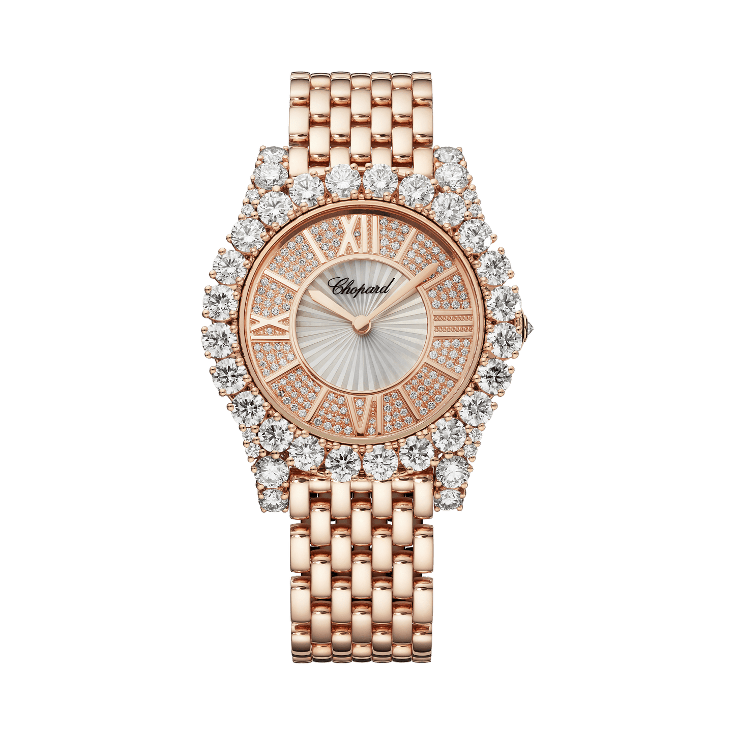 Chopard L'Heure du Diamant Round 35.75 mm Guilloché Mother-Of-Pearl Dial with Diamonds 18k Rose Gold Bracelet 109419-5601