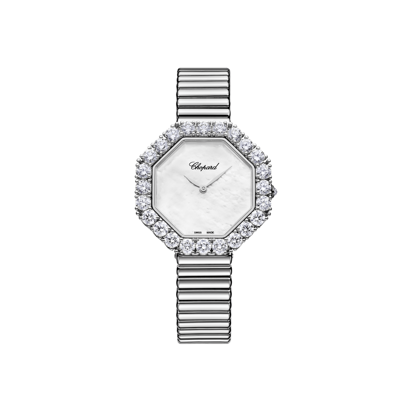 Chopard L'Heure Du Diamant Octagonal 32 mm White Dial with Diamonds 18K White Gold Bracelet 10A097-1404