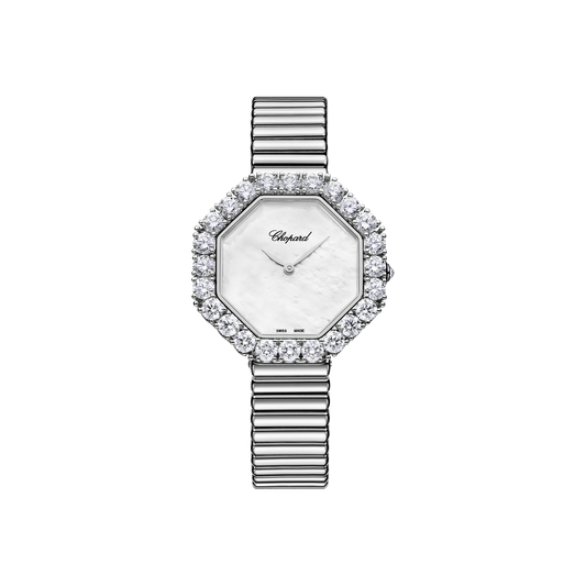 Chopard L'Heure Du Diamant Octagonal 32 mm White Dial with Diamonds 18K White Gold Bracelet 10A097-1404