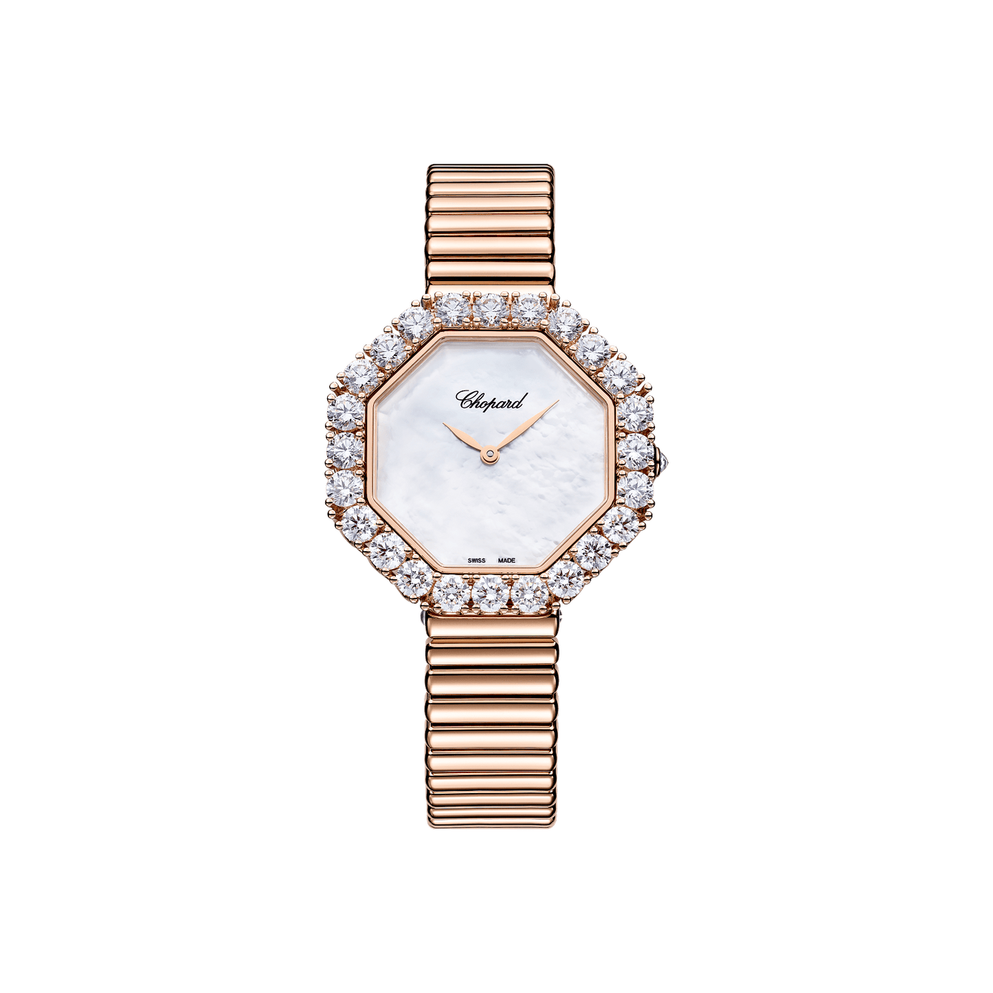 Chopard L'Heure Du Diamant Octagonal 32 x 32 mm Textured Mother-Of-Pearl Dial with Diamonds 18k Rose Gold Bracelet 10A097-5404