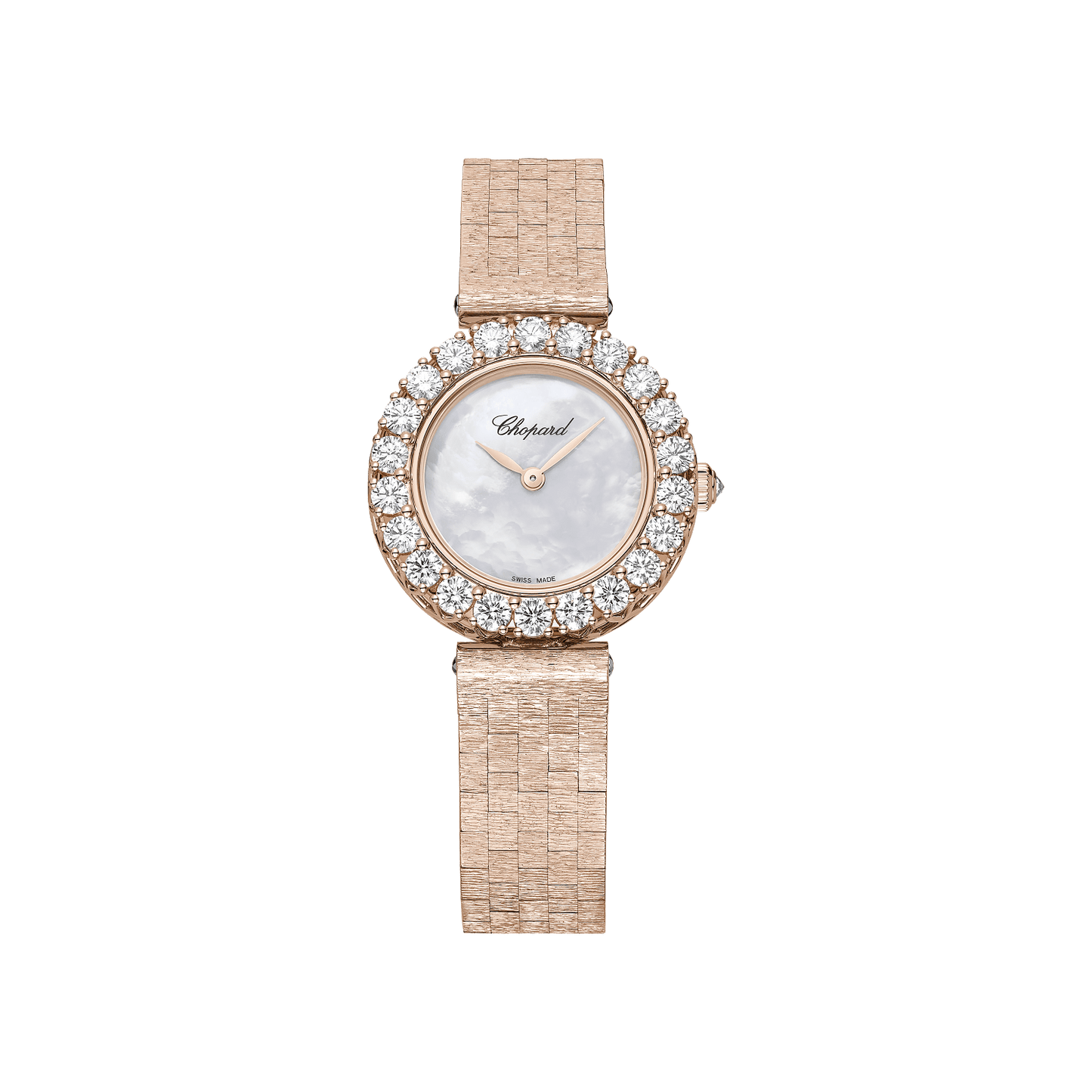 Chopard L'HEURE DU DIAMANT ROUND 26 mm White Mother-Of-Pearl Dial with Diamonds 18k Rose Gold Bracelet 10A178-5301