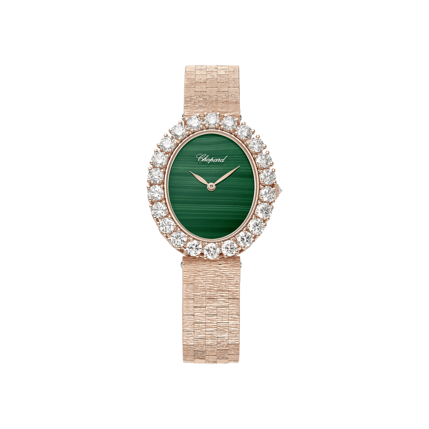 Chopard L'Heure du Diamant Oval 34 x 29 mm Green Dial with Diamonds 18k Rose Gold Bracelet 10A384-5111