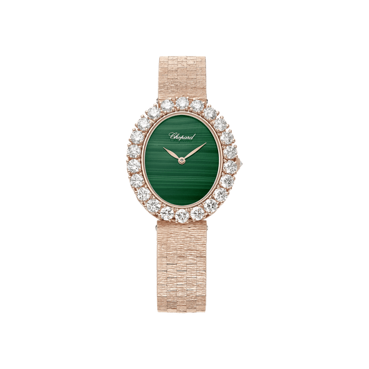 Chopard L'Heure du Diamant Oval 34 x 29 mm Green Dial with Diamonds 18k Rose Gold Bracelet 10A384-5111