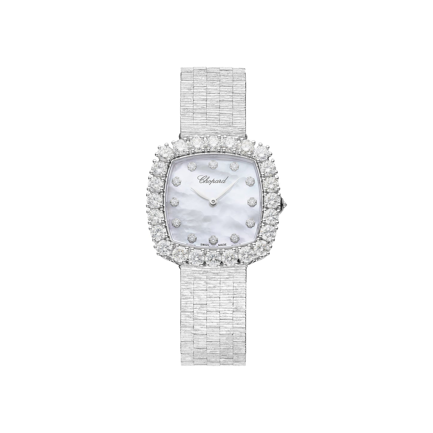 Chopard L'Heure du Diamant 30.5 mm White Mother-Of-Pearl Dial with Diamonds 18K White Gold Bracelet 10A386-1106