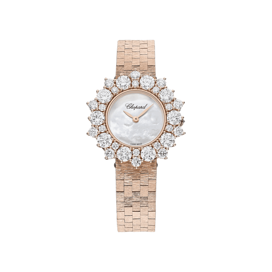 Chopard L'Heure du Diamant Round 30 mm White Mother-Of-Pearl Dial with Diamonds 18k Rose Gold Bracelet @10A391-5100