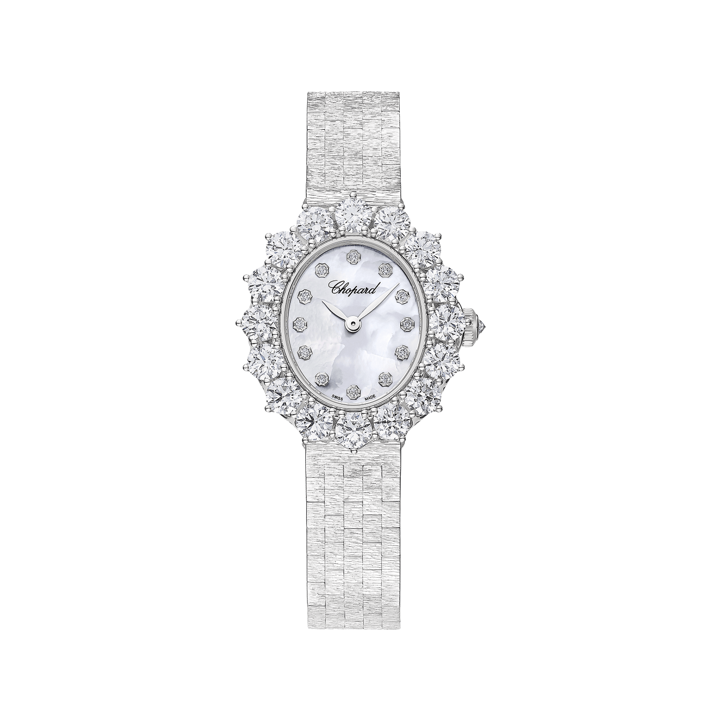 Chopard L'Heure du Diamant 30 x 27 mm White Mother-Of-Pearl Dial with Diamonds 18K White Gold Bracelet 10A393-1106