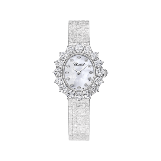 Chopard L'Heure du Diamant 30 x 27 mm White Mother-Of-Pearl Dial with Diamonds 18K White Gold Bracelet 10A393-1106