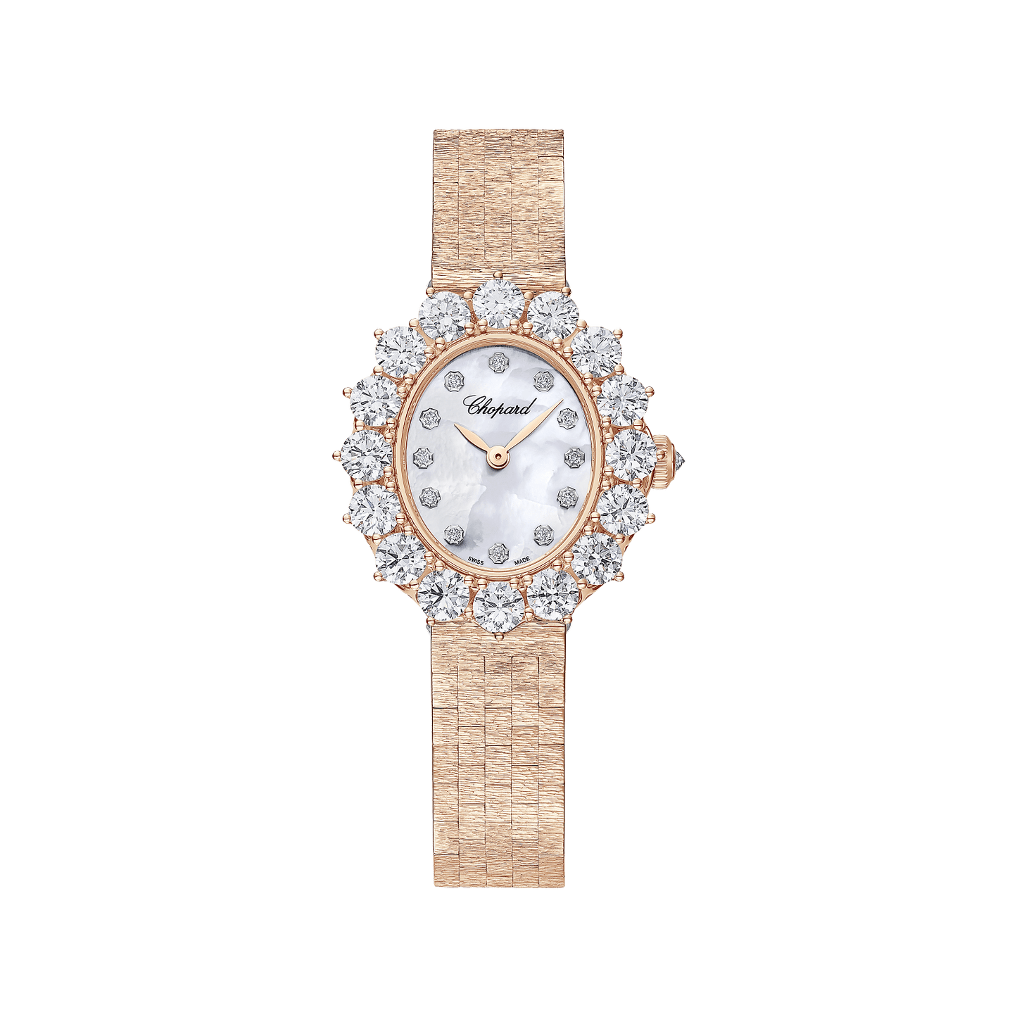 Chopard L'Heure du Diamant 30 x 27 mm Textured Mother-Of-Pearl Dial with Diamonds 18k Rose Gold Bracelet 10A393-5106