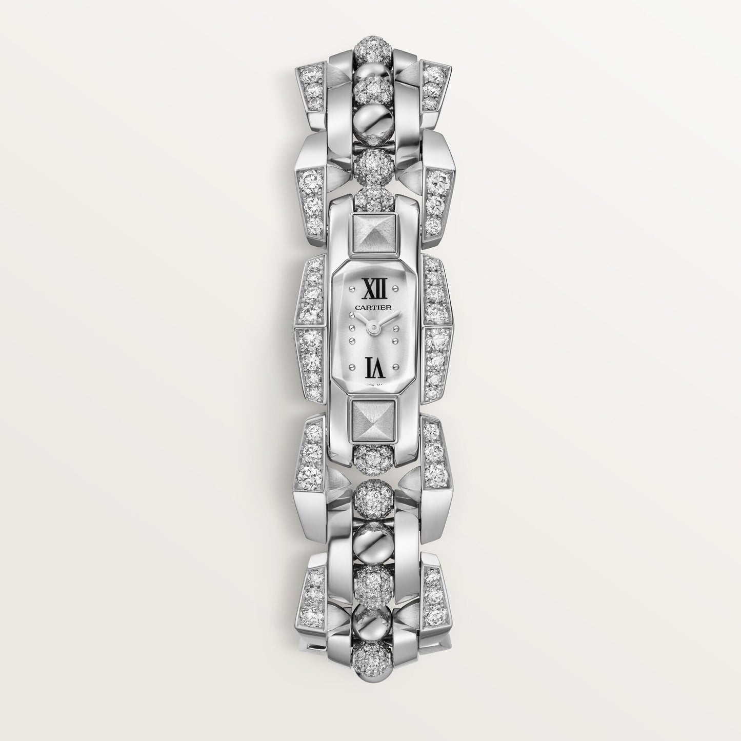 Cartier Clash Small 18k White Gold Silver Sunray Dial Bracelet WJMB0002