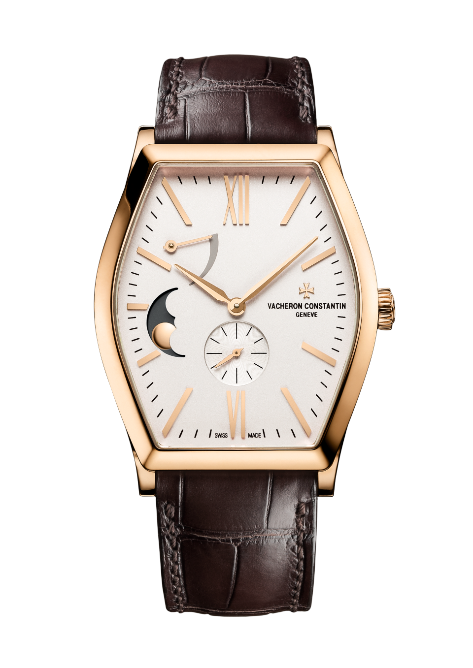 Vacheron Constantin Malte moon phase 42 x 36.7 mm Silver Dial 18K Pink Gold Alligator Leather Strap 7000M/000R-B109