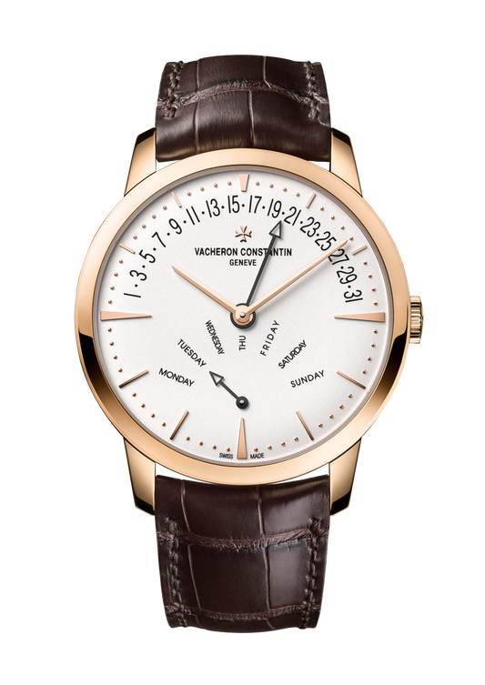 Vacheron Constantin Patrimony retrograde day-date 42.5 mm Silver Dial 18K Pink Gold Alligator Leather Strap 4000U/000R-B110