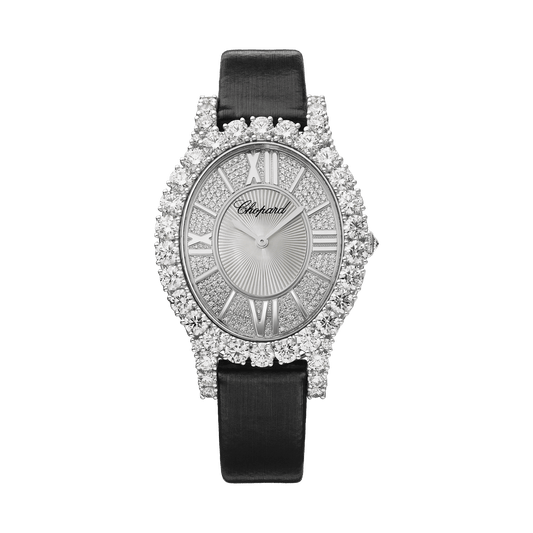 Chopard L'Heure du Diamant 40 mm Diamond Paved Dial 18K White Gold Satin Strap 139383-1201