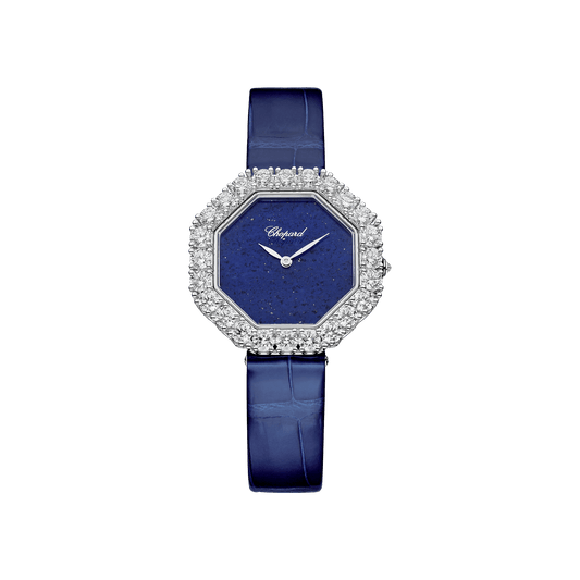 Chopard L'Heure Du Diamant Octagonal 32 x 32 mm Blue Dial with Diamonds 18K White Gold Alligator Leather Strap 13A097-1112