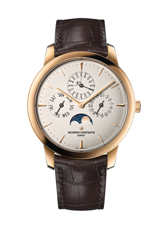 Vacheron Constantin Patrimony perpetual calendar ultra-thin 41 mm Silver Dial 18K Pink Gold Alligator Leather Strap 43175/000R-9687