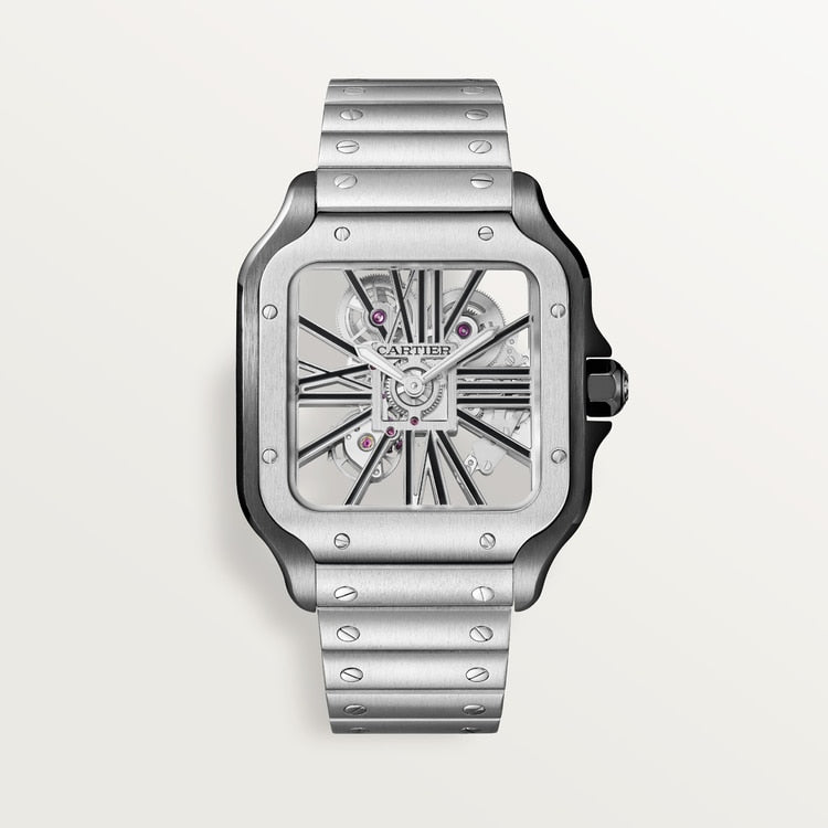 Cartier Santos Large Steel Grey Dial Bracelet WHSA0027