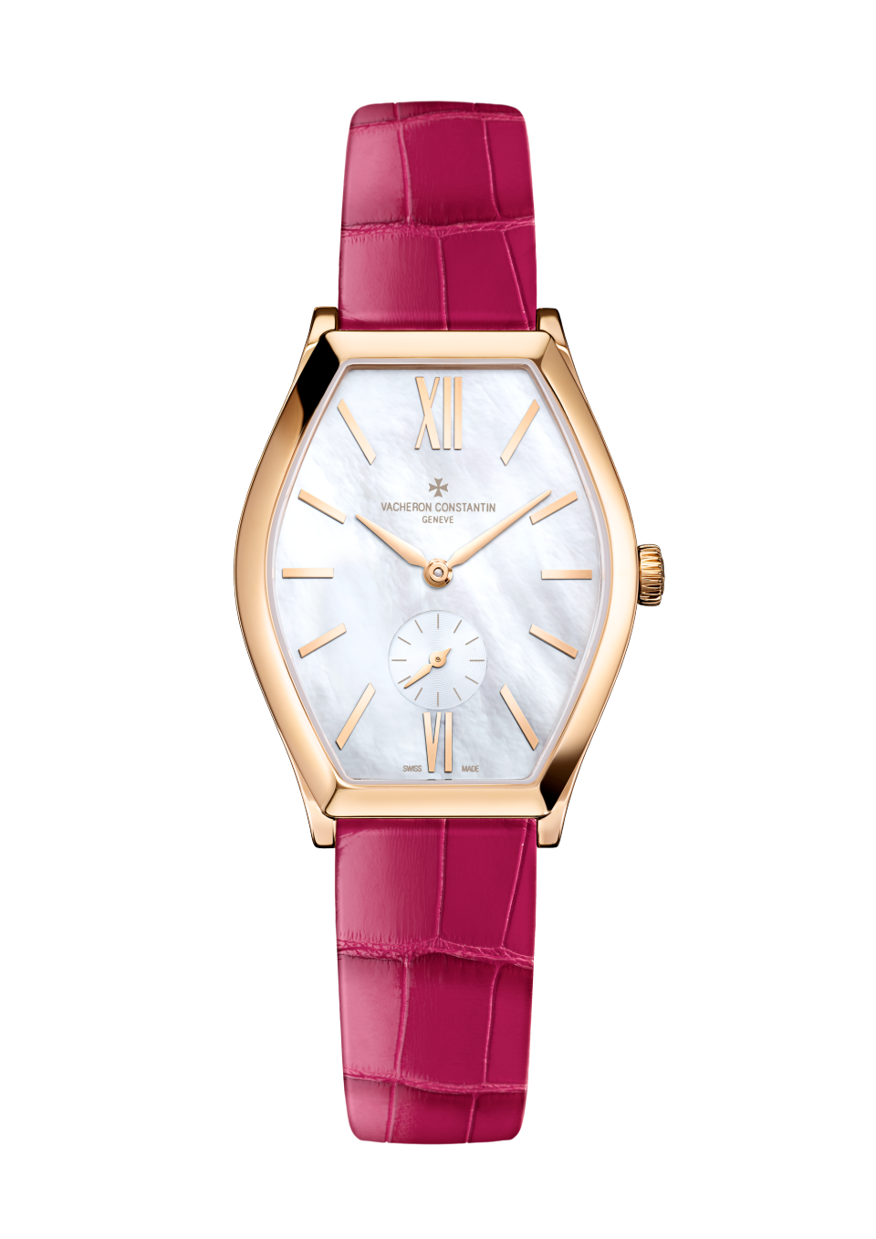 Vacheron Constantin Malte manual-winding 34.4 x 28.4 mm White Mother-Of-Pearl Dial 18K Pink Gold Alligator Leather Strap 81015/000R-B282