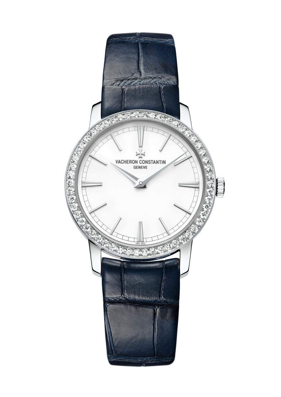 Vacheron Constantin Traditionnelle manual-winding 33 mm Silver Dial with Diamonds White Gold Alligator Leather Strap 81590/000G-9848