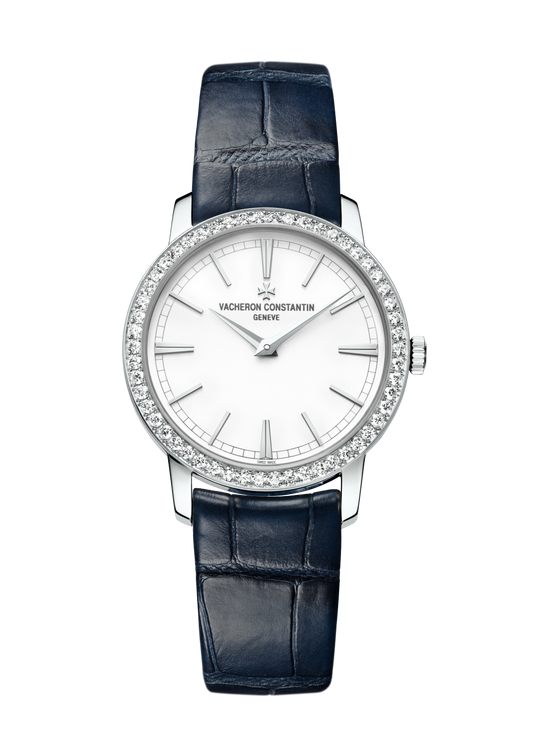 Vacheron Constantin Traditionnelle manual-winding 33 mm Silver Dial with Diamonds White Gold Alligator Leather Strap 81590/000G-9848