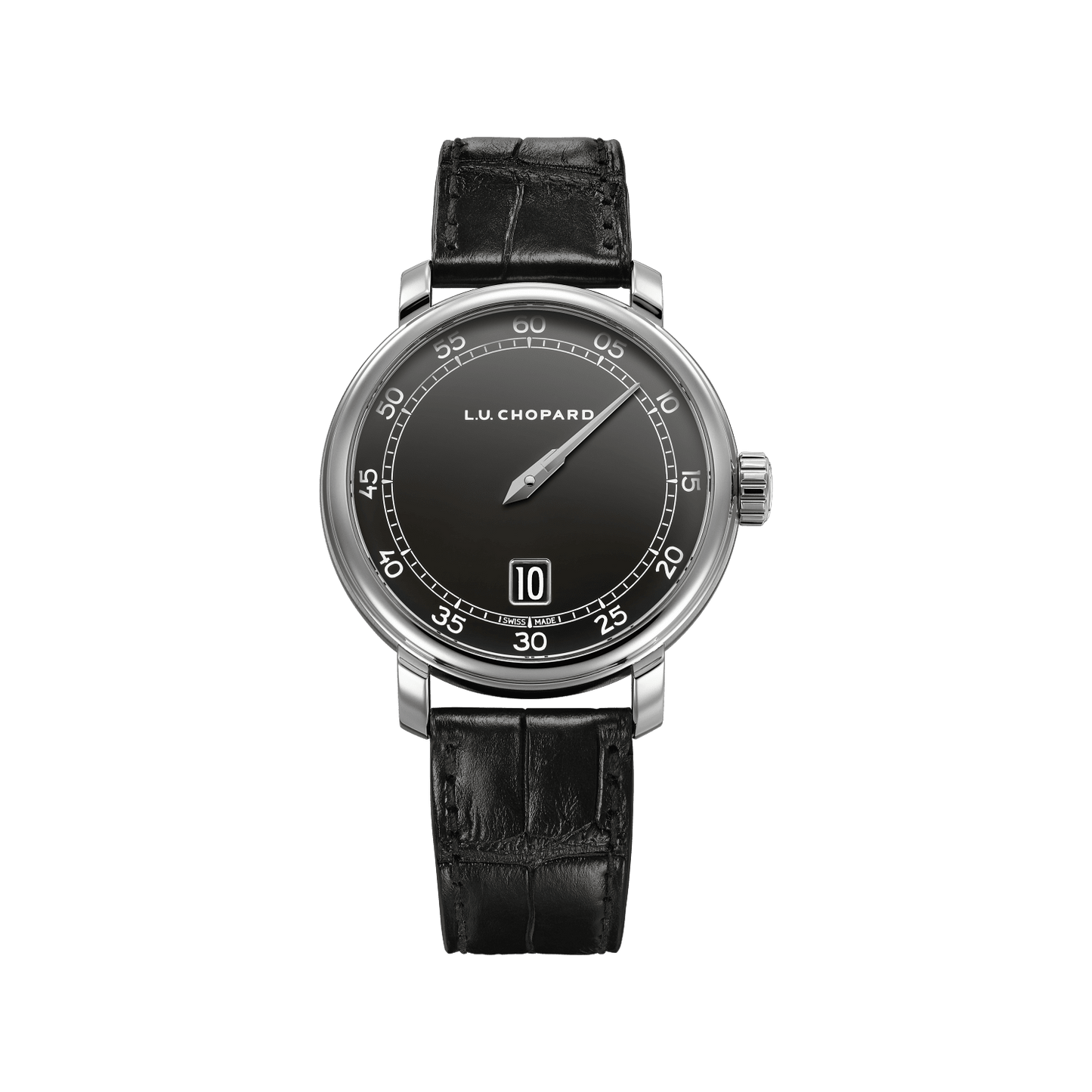 Chopard L.U.C Quattro Spirit 25 40 mm Black Dial 18K White Gold Alligator Leather Strap 161977-1001