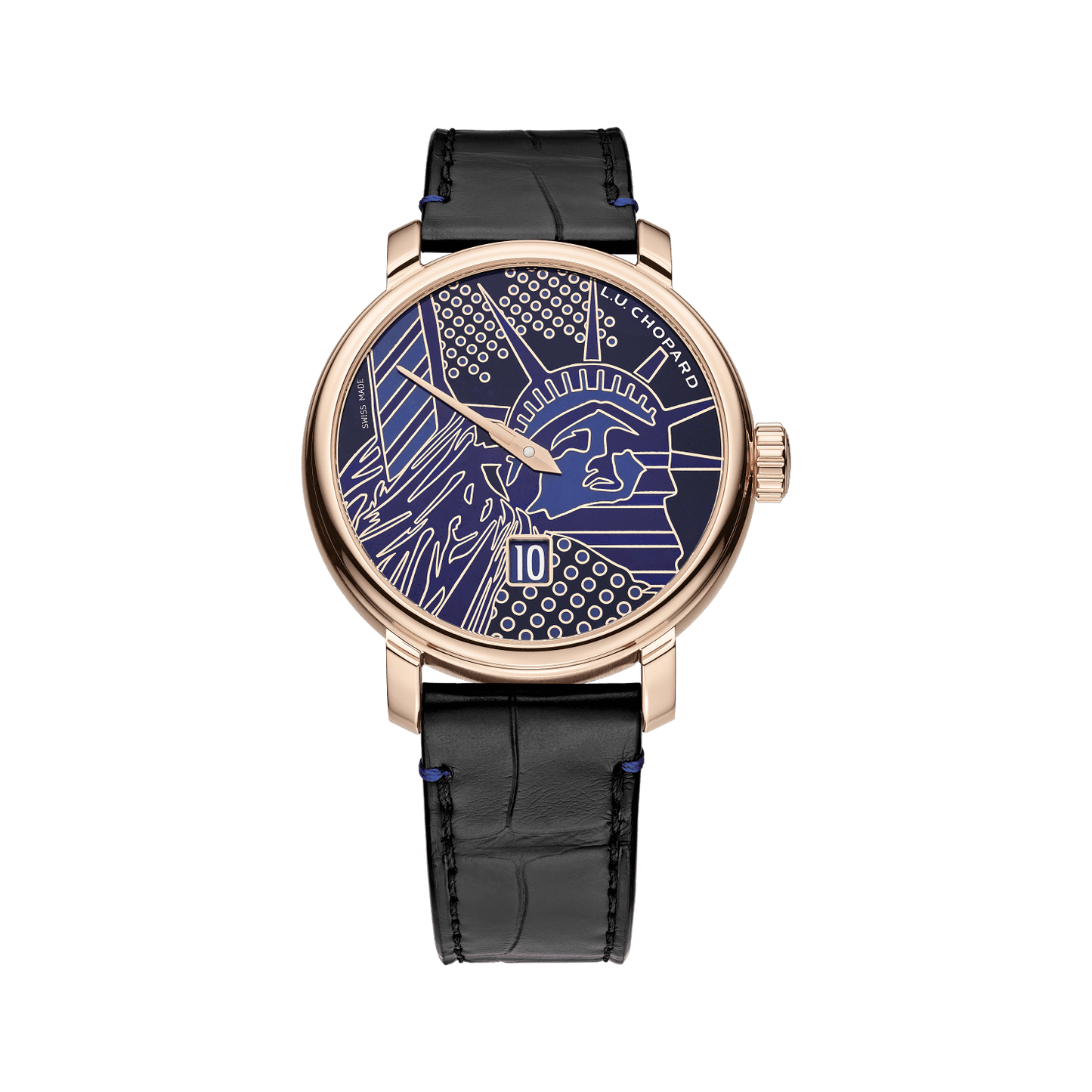 Chopard L.U.C Quattro Spirit 25 Fifth Avenue Edition 40 mm Blue Dial 18k Rose Gold Alligator Leather Strap 161977-5004