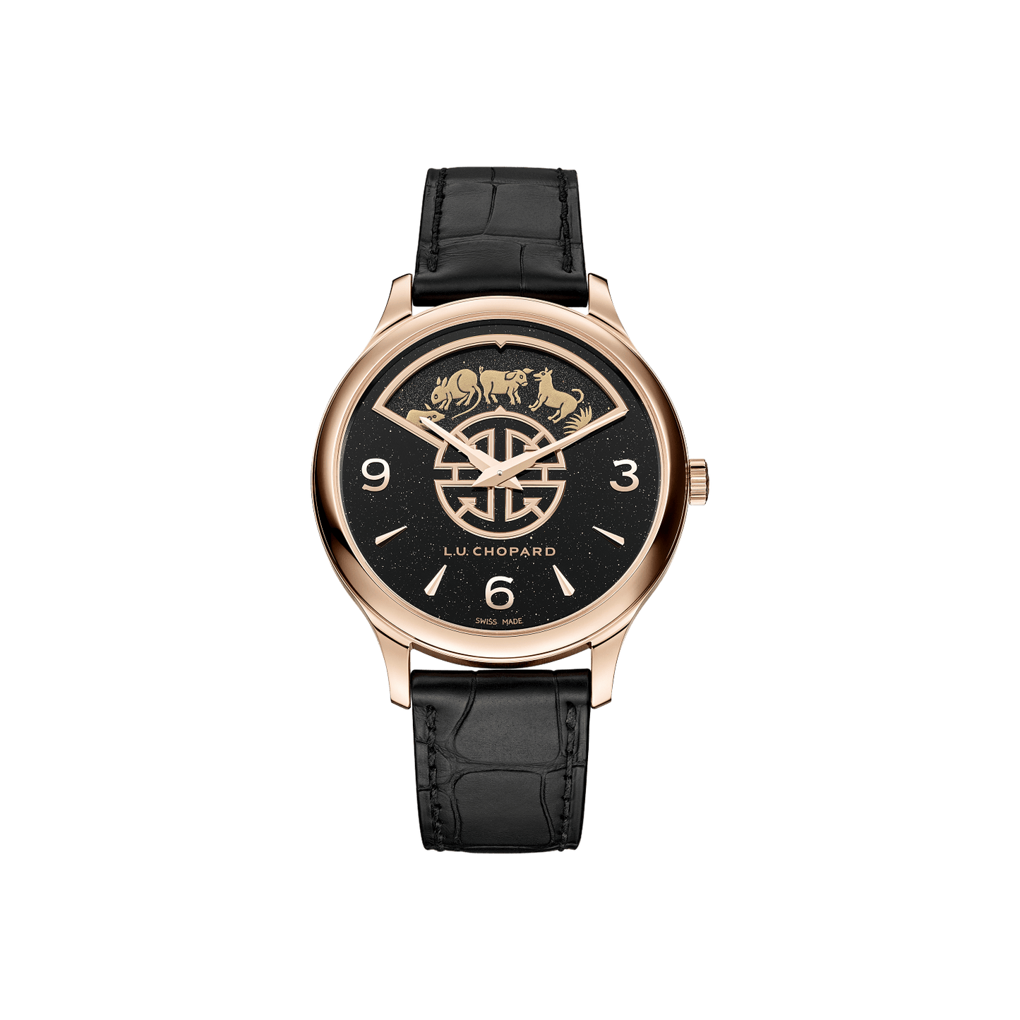 Chopard L.U.C XP Urushi Spirit of Shí Chen 40 mm Black Dial 18k Rose Gold Alligator Leather Strap 161980-5001