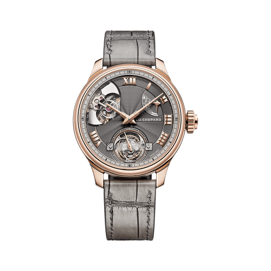 Chopard L.U.C Full Strike Tourbillon 42.5 mm Grey Dial 18k Rose Gold Alligator Leather Strap 161987-5001