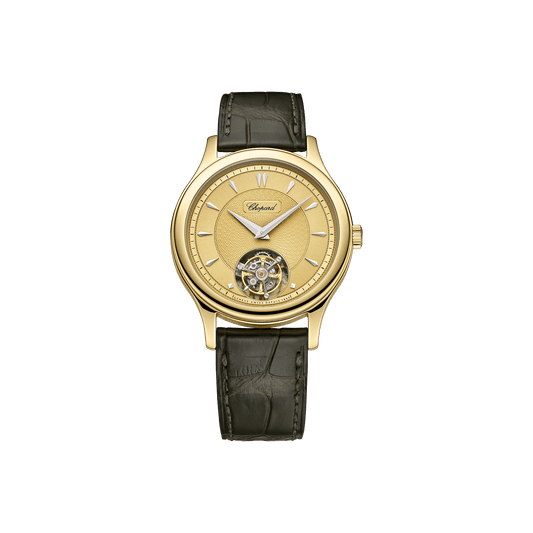 Chopard L.U.C 1860 Flying Tourbillon 36.5 mm Yellow Dial 18k Yellow Gold Alligator Leather Strap 161990-0001