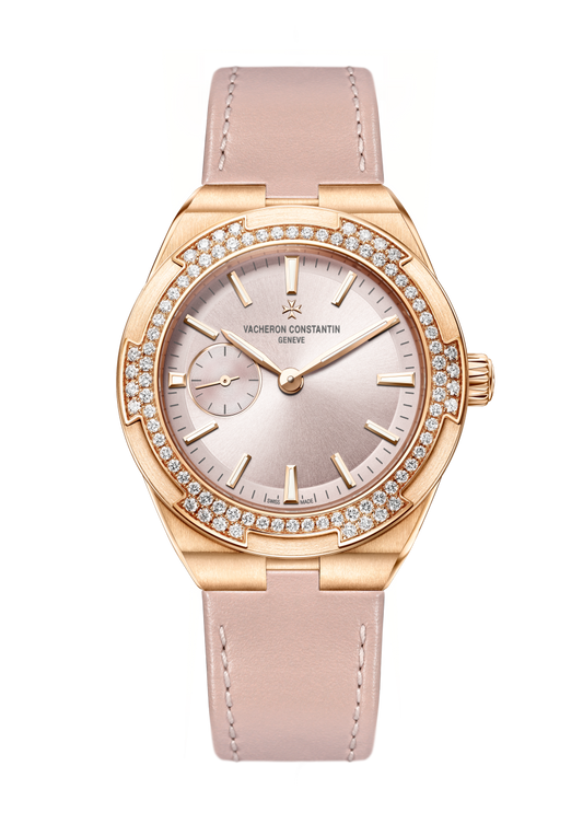 Vacheron Constantin Overseas self-winding 37 mm Pink Dial with Diamonds 18K Pink Gold Calfskin Leather Strap 2305V/000R-B077