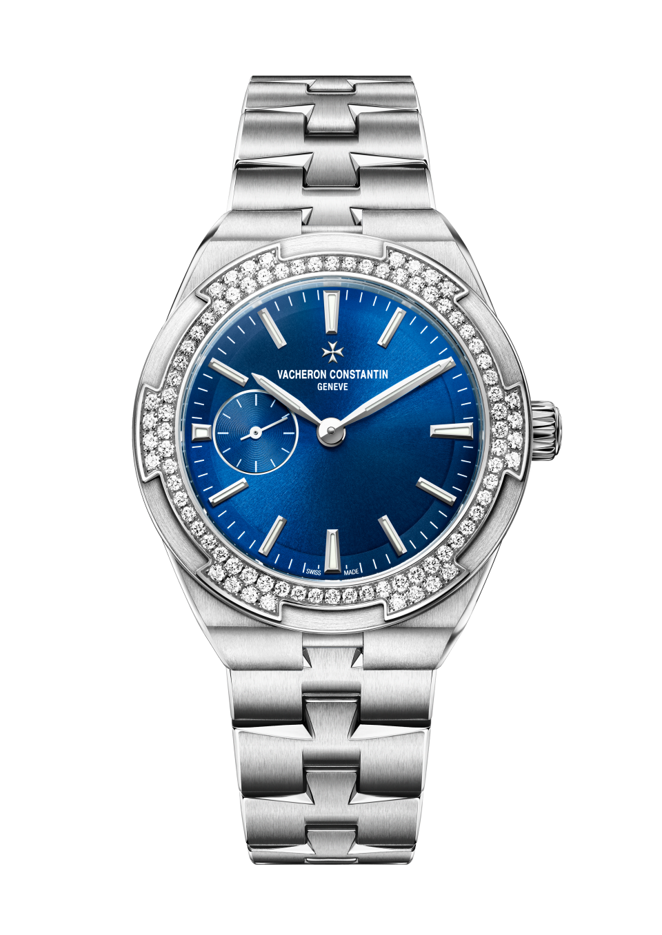 Vacheron Constantin Overseas self-winding 37 mm Blue Dial with Diamonds Stainless Steel Bracelet 2305V/100A-B170