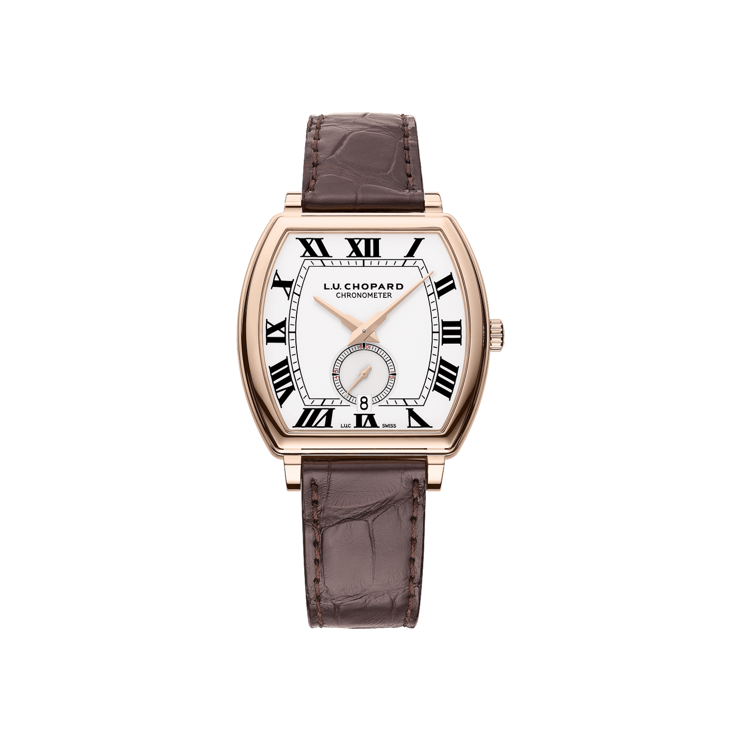 Chopard L.U.C Heritage Grand Cru 38.8 x 38.5 mm white Dial 18k Rose Gold Alligator Leather Strap 162296-5001