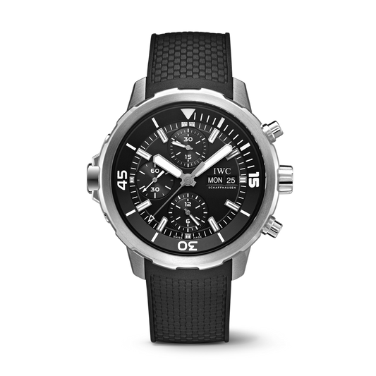 IWC Schaffhausen Aquatimer Chronograph 44 mm Black Dial Stainless Steel Black Rubber Strap IW376803