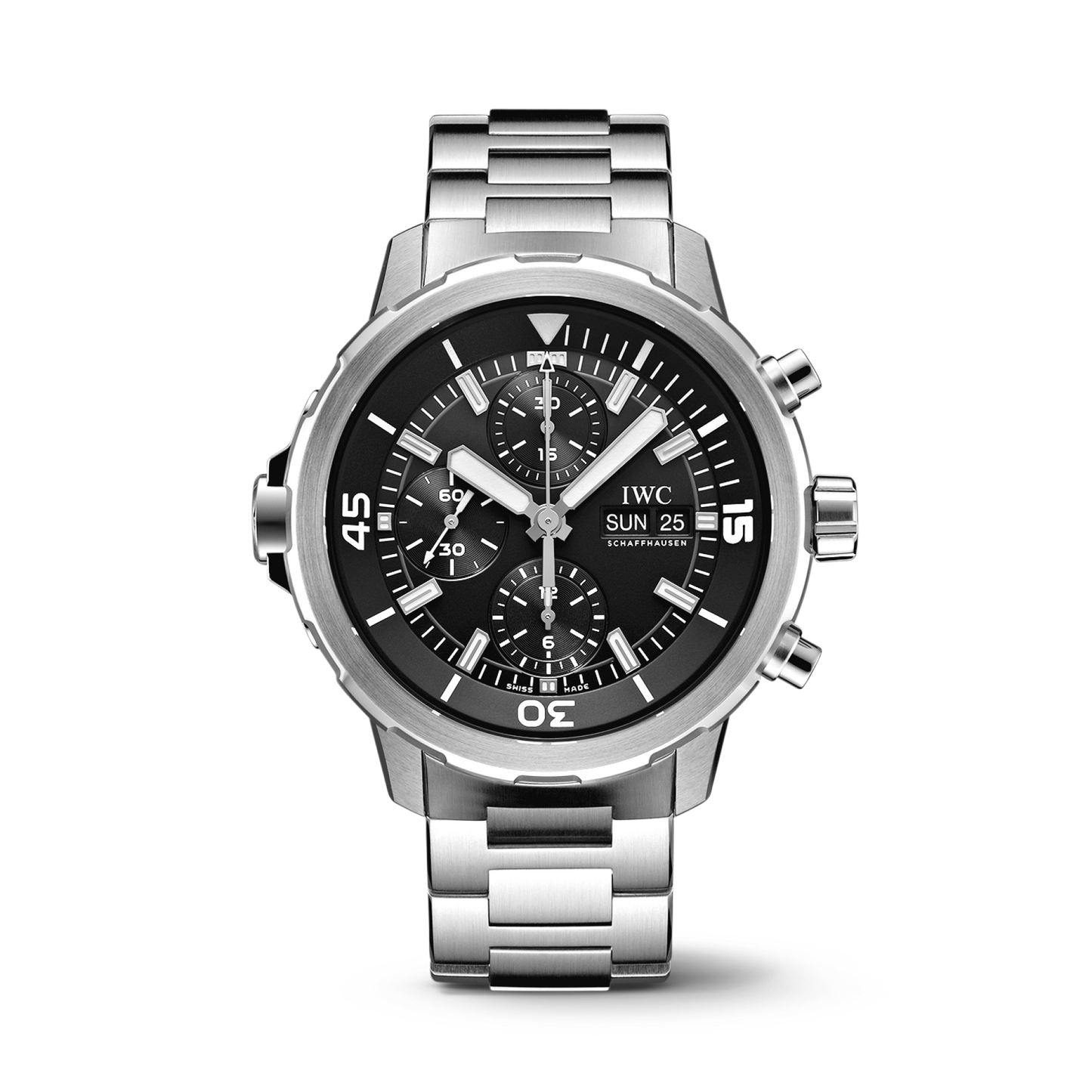 IWC Schaffhausen Aquatimer Chronograph 44 mm Black Dial Stainless Steel Stainless Steel Bracelet IW376804