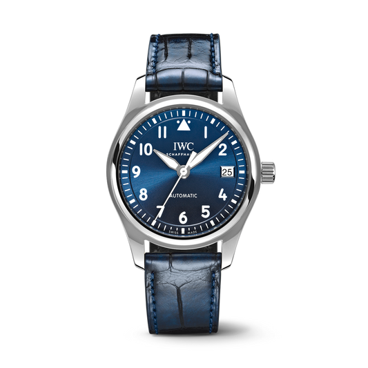 IWC Schaffhausen Pilot’s Watch Automatic  36 mm Blue  Dial Stainless Steel Blue Alligator Leather Strap IW324008