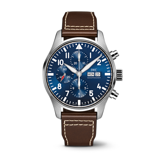 IWC Schaffhausen Pilot’s Watch Chronograph Edition “Le Petit Prince” 43 mm Blue  Dial Stainless Steel Brown Calfskin Strap IW377714