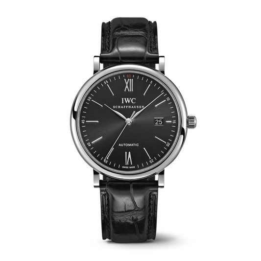 IWC Schaffhausen Portofino Automatic 40 mm Black  Dial Stainless Steel Black Alligator Leather Strap IW356502