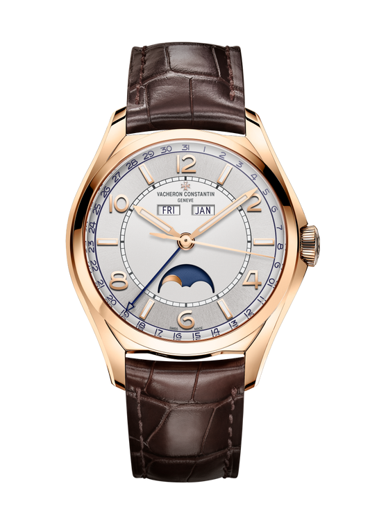 Vacheron Constantin Fiftysix complete calendar 40 mm Silver Dial 18K Pink Gold Alligator Leather Strap 4000E/000R-B438