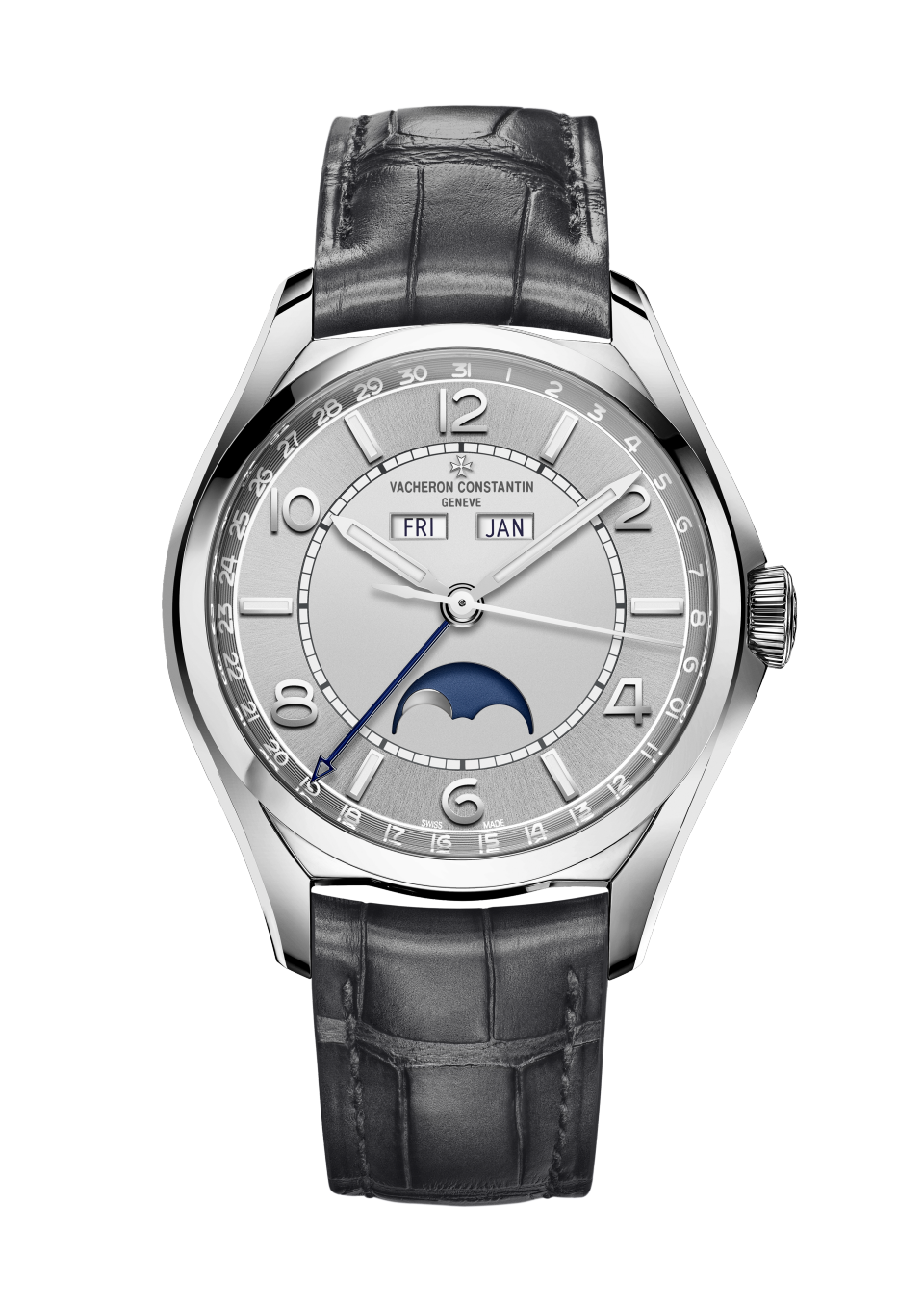 Vacheron Constantin Fiftysix complete calendar 40 mm Silver Dial Stainless Steel Alligator Leather Strap 4000E/000A-B439