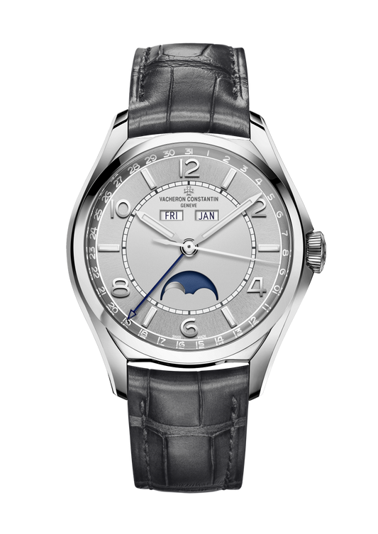 Vacheron Constantin Fiftysix complete calendar 40 mm Silver Dial Stainless Steel Alligator Leather Strap 4000E/000A-B439