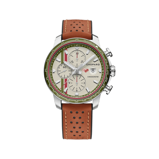 Chopard Mille Miglia GTS Chrono California Mille USA 2024 44 mm Beige Dial Stainless Steel Calfskin Leather Strap 168571-3024