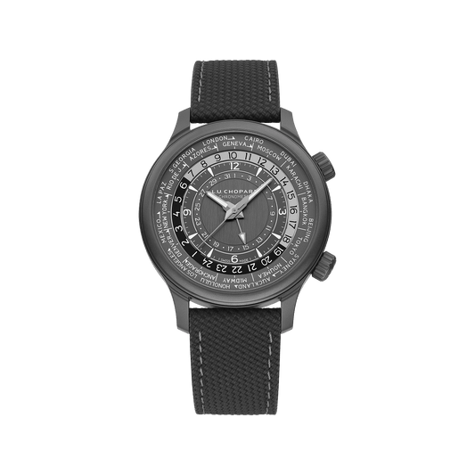 Chopard L.U.C Time Traveler One Black 42 mm Black Dial Titanium Rubber Strap 168574-3008