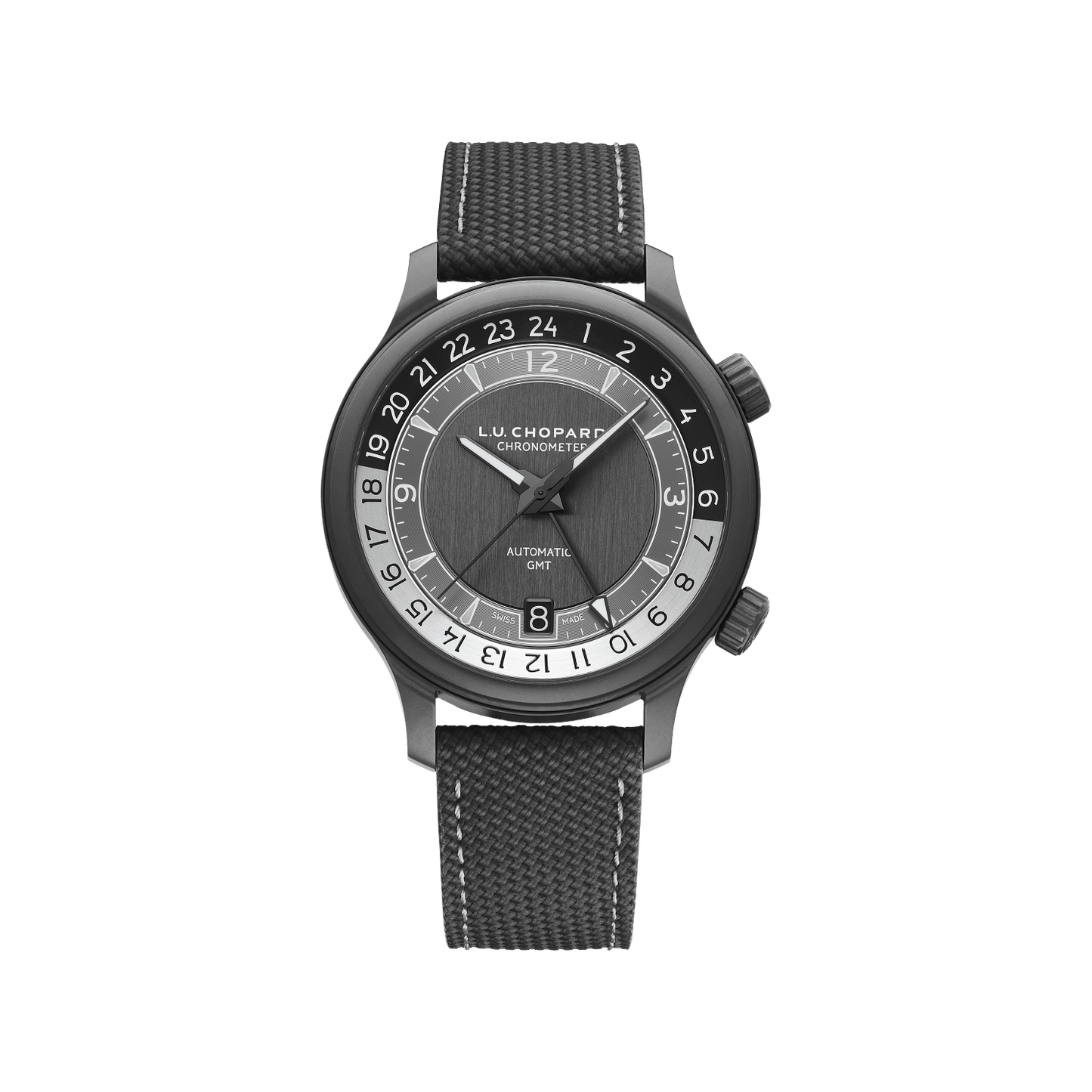 Chopard L.U.C GMT One Black 42 mm Black Dial Titanium Rubber Strap 168579-3004