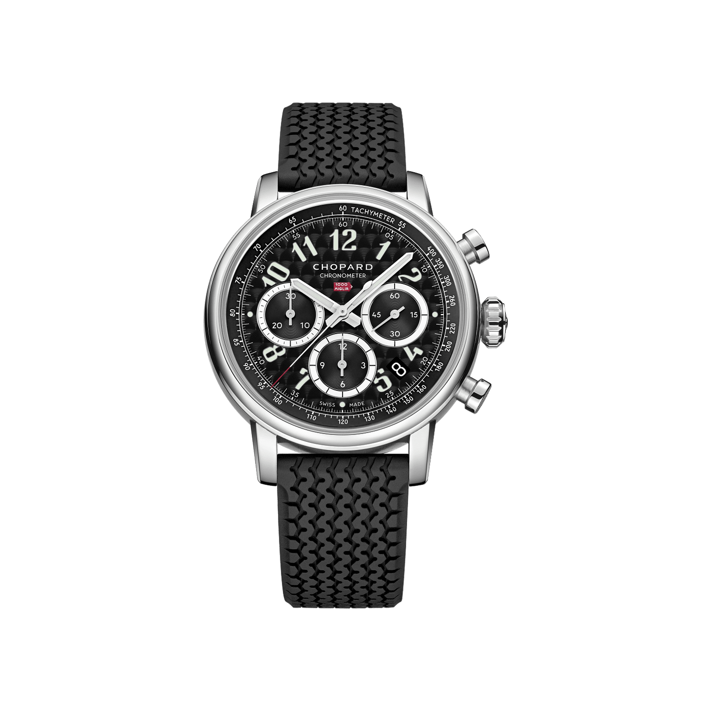 Chopard Mille Miglia Classic Chronograph 40.5 mm Black Dial Stainless Steel Rubber Strap 168619-3001