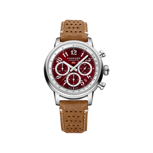 Chopard Mille Miglia Classic Chronograph 40.5 mm Red Dial Stainless Steel Calfskin Leather Strap 168619-3003