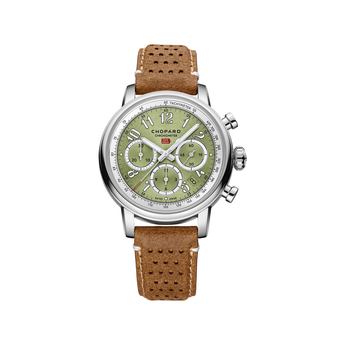 Chopard Mille Miglia Classic Chronograph 40.5 mm Green Dial Stainless Steel Calfskin Leather Strap 168619-3004