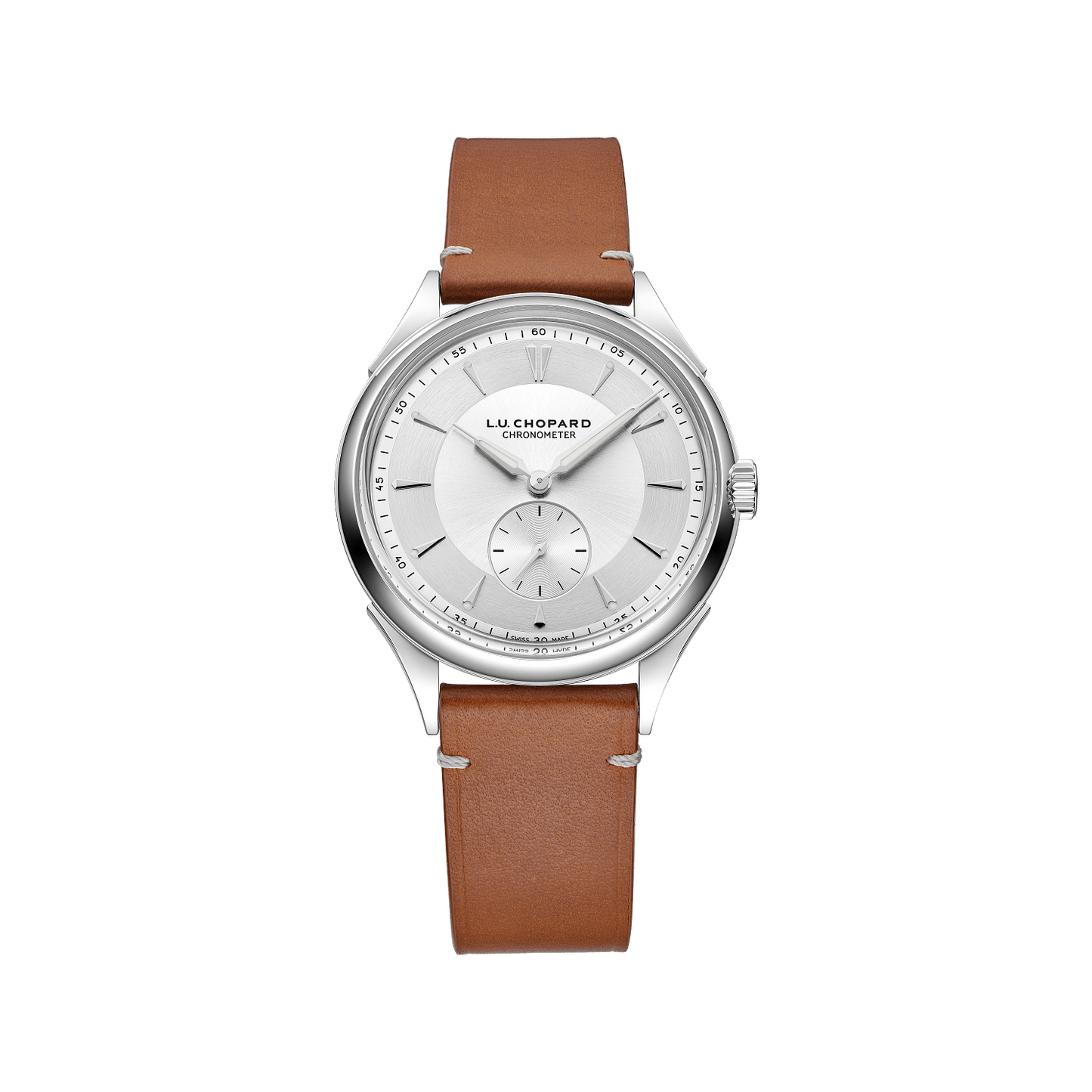 Chopard L.U.C QUALITÉ FLEURIER 39 mm Silver Dial Stainless Steel Calfskin Leather Strap 168631-3001