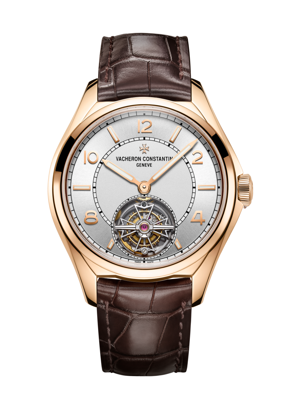 Vacheron Constantin Fiftysix tourbillon 41 mm Silver Dial 18K Pink Gold Alligator Leather Strap 6000E/000R-B488