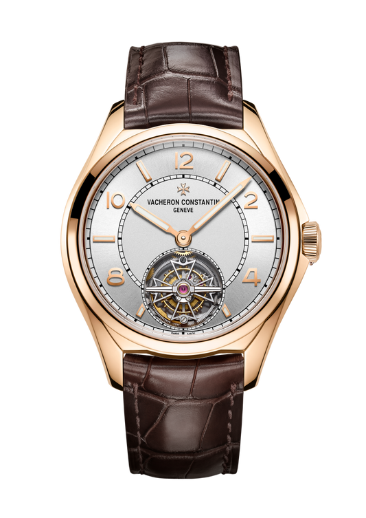 Vacheron Constantin Fiftysix tourbillon 41 mm Silver Dial 18K Pink Gold Alligator Leather Strap 6000E/000R-B488